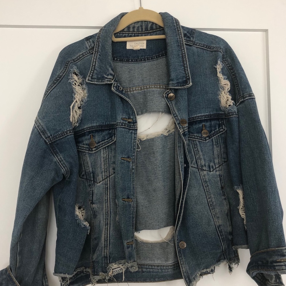 Distressed over sized Jean jacket